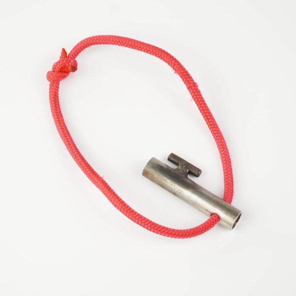 Close-up of a T-Bar Rope Pulling Cleat for a djembe pulling table, handcrafted from durable metal.